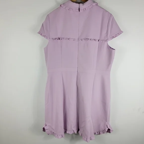 New Gal Meets Glam Emma Ruffle Peter Pan Collar Short Sleeve Sheath Dress Lilac - Picture 9 of 12
